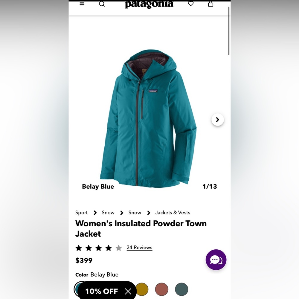 Patagonia insulated powder town jacket